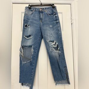 Zara Z1975 distressed ripped denim jeans